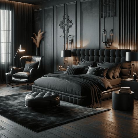 22 Western Gothic Decor Ideas For An Enchanting Home Makeover Black Bedroom Design, Black Bedroom Decor, Stylish Bedroom Design, Masculine Bedroom, Black Rooms, Sleep Sanctuary, Mens Bedroom, Black Bedroom, Bedroom Black