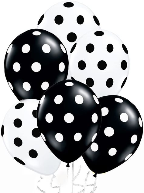 Balloons Black And White, Polka Dot Balloons, Disco Party Decorations, Balloon Wedding, Wedding Balloon Decorations, Polka Dot Party, 40th Birthday Decorations, Balloon Stands, Birthday Balloon Decorations