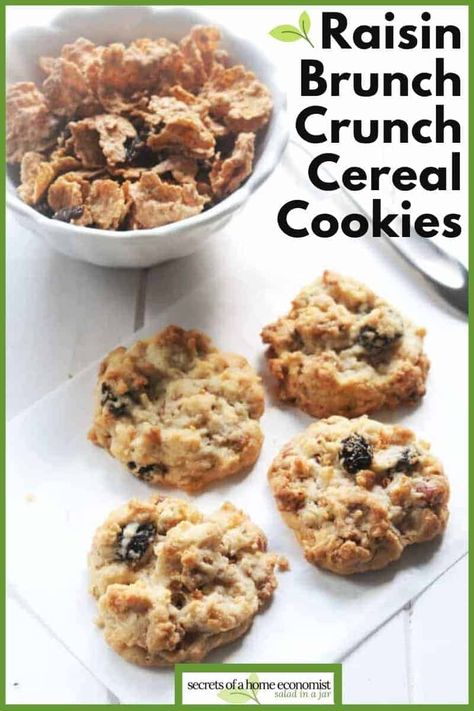 These cookies are made with Raisin Bran Crunch Cereal. They will remind you of Ranger cookies. What a fun way to eat breakfast. #cerealcookies #raisinbrancrunchcookies Oat Clusters Recipe, Raisin Bran Cookies, Baking Knowledge, Cereal Muffins, Ranger Cookies, Pumpkin Cakes, Cookies For Breakfast, Raisin Bran, Crunch Cookies