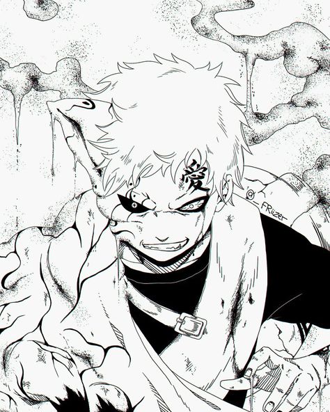 Gaara Manga, Sasuke Curse Mark, Black And White Pfps, White Pfps, Curse Mark, Naruto Tattoo, Naruto Sketch, Naruto Gaara, Digital Art Beginner