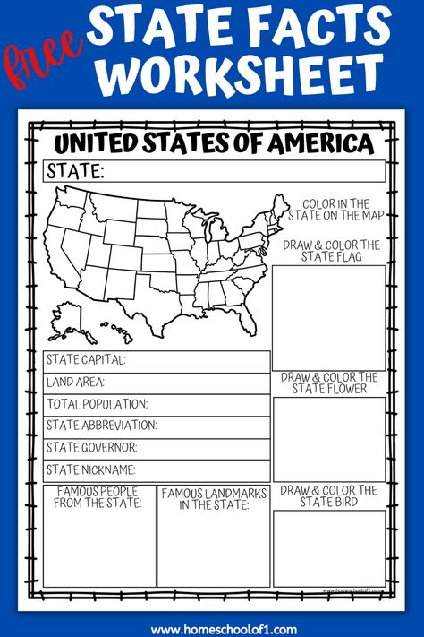 Individual State Printables, State Research Template, Us States And Capitals Free Printable, 50 States Worksheets Free Printables, State Research Project, State Worksheets Free Printable, State Capitals Worksheet Free Printable, Us Regions Map Free Printable, States And Capitals Printables Free