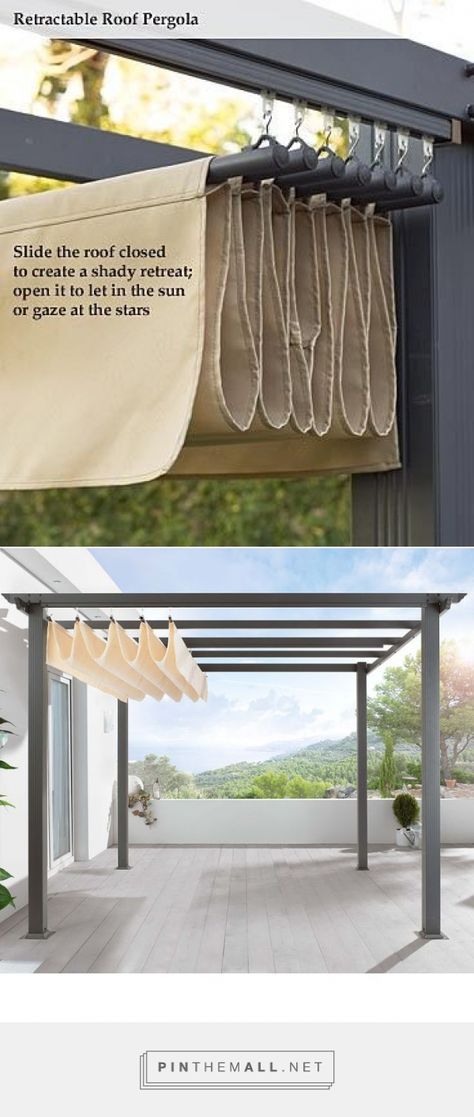 DIY Pergola Retractable roof shade http://www.uk-rattanfurniture.com/product/beyondfashion-smlxl-waterproof-outdoor-wicker-rattan-garden-bench-furniture-protective-cover-patio-tables-chairs-cover-wicker-rattan-xl/ Pergola Retractable, Pergola Diy, Retractable Roof, Covered Pergola, Diy Pergola, Roof Garden, Outdoor Rooms, Covered Patio, Backyard Patio