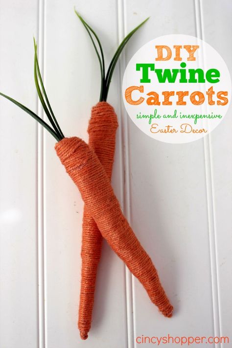 These DIY Twine Carrots have me so excited to get my Easter dinner table ideas ready and squared away. While surfing around on Pinterest I spotted these cute DIY Easter Twine Carrots and was immediately inspired to make my own. I can not decide if they should be included in the Easter dinner table or...Read More Carrots For Easter, Twine Crafts Diy, Easter Dinner Table, Primitive Spring, Twine Diy, Twine Crafts, Easy Easter Decorations, Easter Carrots, Spring Easter Crafts