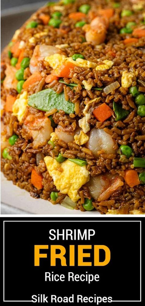 Perfect shrimp fried rice has fluffy eggs, a handful of vegetables, and tender shrimp. Make it at home with this quick, easy recipe! Egg Fried Rice Recipe Chinese Food, Chinese Shrimp Fried Rice, European Meals, Shrimp Fried Rice Recipe, Fried Rice Recipe Easy, Fried Rice With Egg, Savory Rice, Fluffy Eggs, Shrimp Fried Rice