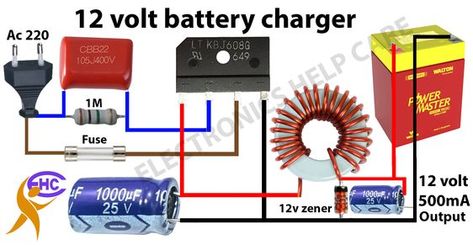 12 Volt Battery Charger Circuit, Electronics Projects For Beginners, Battery Charger Circuit, Basic Electronic Circuits, Basic Electrical Wiring, Battery Charger 12v, Home Electrical Wiring, Power Supply Circuit, Electronic Circuit Design