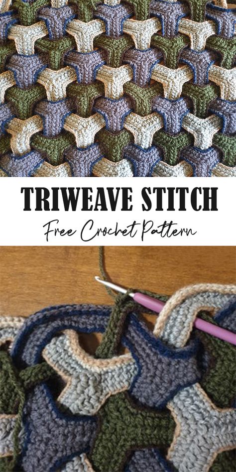 Triweave Crochet Pattern, Crochet Stitch Pattern, Stitches Crochet, Crochet Stitches Free, Crochet Blanket Designs, Haken Baby, Blanket Patterns, Crochet Clothes Patterns, Crochet Throw