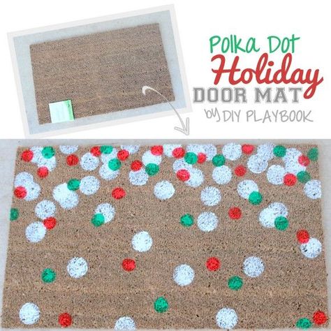 Back by popular demand…a door mat tutorial that will dress up your porch just in time for Santa’s arrival. Because our fall herringbone door mat tutorial was such a hit, we had to try our hand at a holiday DIY doormat. As far as we’re concerned, once Santa lays his eyes on this beauty, he’ll… Read More » Herringbone Door, Holiday Doormat, Holiday Nails Diy, Diy Doormat, Mat Ideas, Door Mat Diy, Frugal Christmas, Diy Playbook, Holiday Door