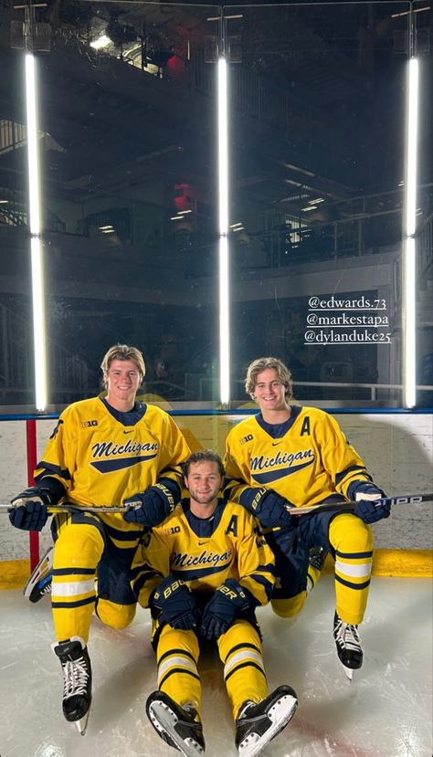 Mark Estapa And Ethan Edwards, Ethan Edwards Cute, Ethan Edwards Hockey, Dylan Duke, Mark Estapa, Ethan Edwards, Michigan Hockey, Hockey Aesthetic, Hockey Men