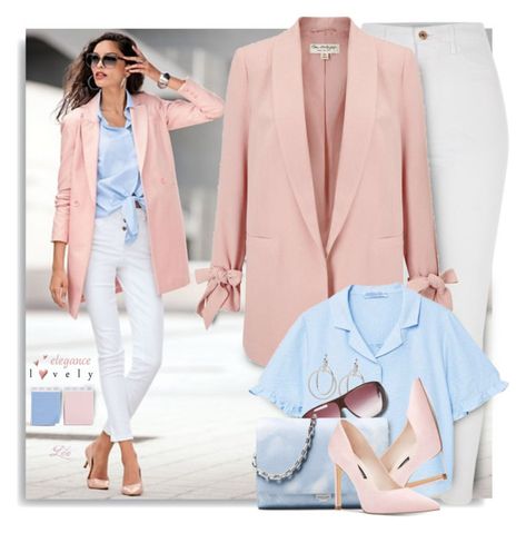 "Pastels - Pink and Blue - 1738" by breathing-style ❤ liked on Polyvore featuring Miss Selfridge, MANGO, Nine West, Cartier and Michael Kors Sky Blue Outfit, Yellow Dress Outfit, Peach Clothes, Outfits Pastel, Look Rose, Mommy Outfits, Pastel Outfit, Beige Outfit, Decoration Inspiration