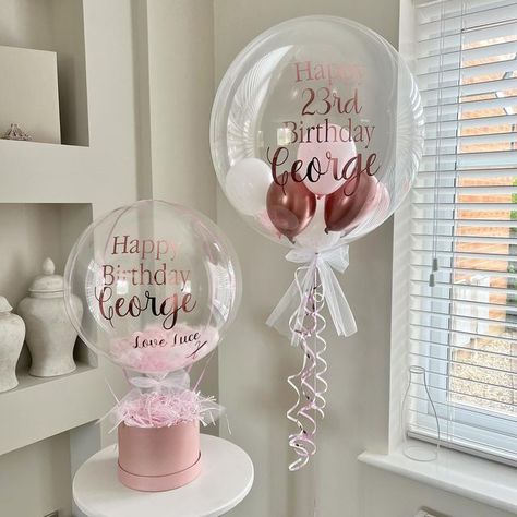 Happy Birthday George, Happy 23rd Birthday, Personalized Balloons, 23rd Birthday, Balloon Gift, Bubble Balloons, Pink Balloons, Pink Birthday, Helium Balloons