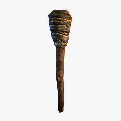 Diy Torches Medieval, Torch Aesthetic Dark, Wooden Staff Concept Art, Torch Drawing, Greek Torch, 3d Island, Dungeon Door, Medieval Torch, Torch Wood