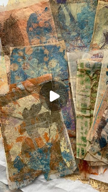 Brygida | Layered #gelprinting on tea bags and tissue paper. Collage Fodder. 
🆕Video on my YouTube Channel 
Link in bio
With this video I want to... | Instagram Tissue Paper Collage, Collage Fodder, Tissue Paper Art, Tea Bag Art, Gelli Arts, Gelli Printing, Stamp Printing, Gelli Plate, Original Collage