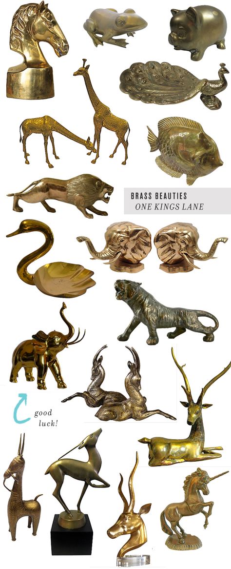 Brass Attack Brass Animals Vintage, Brass Animal Decor, Brass Trinkets, Casting Sculpture, Traditional Lamp, Vintage Brass Decor, Brass Animals, Brass Sculpture, Brass Figurines