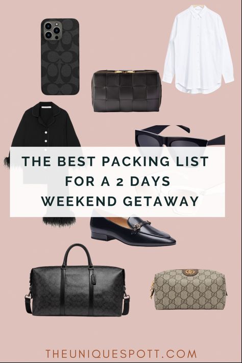 Packing tips, travelling, weekend getaway Packing For 2 Day Trip, What To Pack For Weekend Getaway, Spa Weekend Packing List, Outfits For Weekend Getaway, Pack For Weekend Trip, What To Pack For A Weekend Trip, Spa Weekend Outfits, Weekend Getaway Outfits Spring, Spring Weekend Getaway Outfits