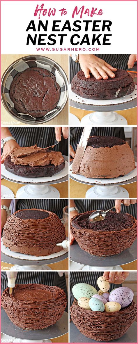 Easter Recipes Dessert, Easter Nest Cake, Nest Cake, Dessert Easter, Easter Party Food, Cake Easter, Easy Easter Treats, Devil's Food Cake, Eggs For Easter