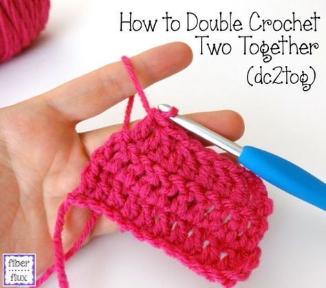 Double Crochet Two Together, How To Double Crochet, Double Crochet Decrease, Crochet Classes, Crochet Knit Stitches, Crochet Decrease, Crochet Stitches Tutorial, Crochet Instructions, Crochet Square