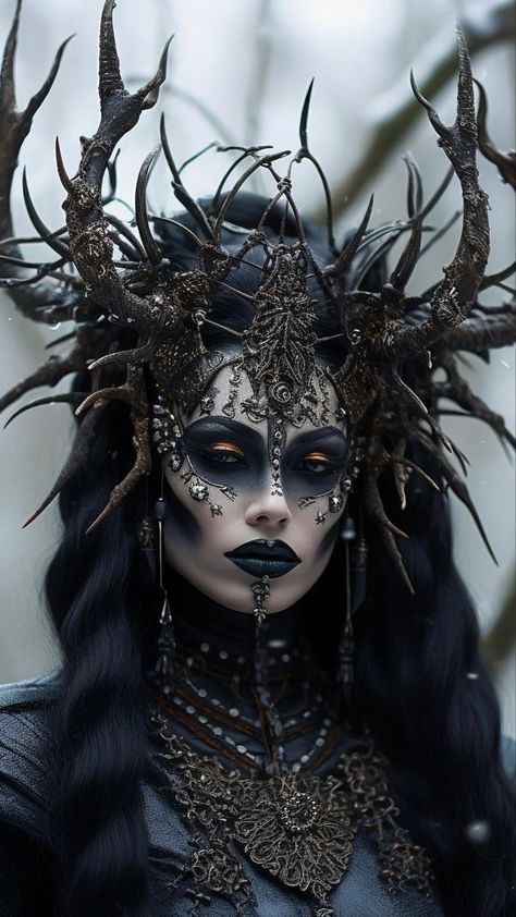 Hel Goddess, Voodoo Halloween, Demon Costume, Fairy Photoshoot, Female Demons, Halloween Makeup Diy, Black Fairy, Witch Diy, Gothic Fantasy Art