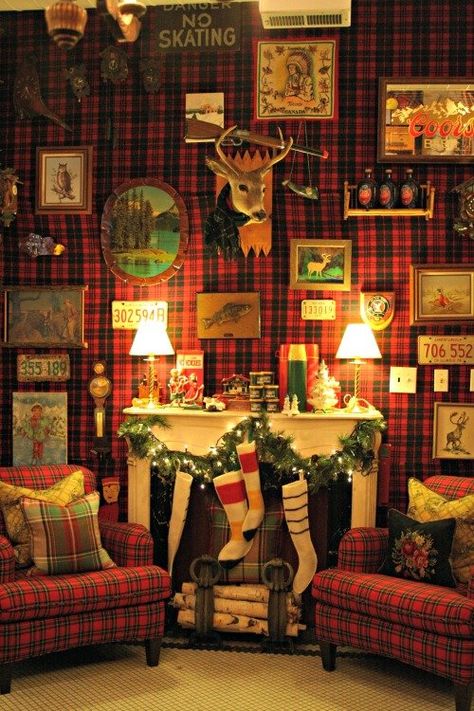 abby's chicago - Abigail Albers Plaid Furniture, Camp Cottage, Tartan Decor, Camp Decor, Cabin Chic, Vintage Cabin, Plaid Decor, Camp Style, Plaid Baby