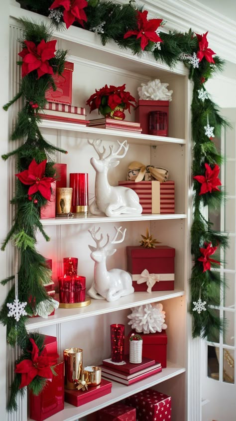 Learn how to create a warm and welcoming Christmas atmosphere in your living room with thoughtful decorations. #ChristmasLivingRoom #HolidayDecorating #CozyAtmosphere #FestiveCharm #christmaslivingroom #christmasdecorideas Red And White Christmas Decor, White Christmas Decor Ideas, Pretty Christmas Decorations, Christmas Decorations For Kids, Red And White Christmas, Christmas Interiors, Christmas Themes Decorations, Christmas Room Decor, White Christmas Decor