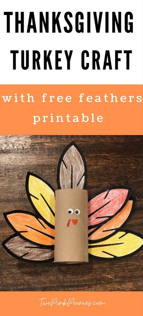 Toilet Paper Tube Turkey, Toilet Paper Turkey Craft, Toilet Paper Roll Turkey Craft, Toilet Paper Roll Turkey, Turkey Crafts Preschool, Feathers Craft, Turkey Crafts Kids, Craft For Preschoolers, Thanksgiving Turkey Craft