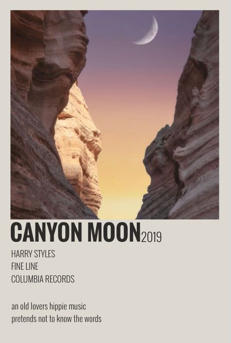 Canyon Moon Aesthetic, Moon Polaroid, Harry Styles Canyon Moon, Harry Posters, Songs Poster, Moon Music, Canyon Moon, Song Posters, Hippie Music