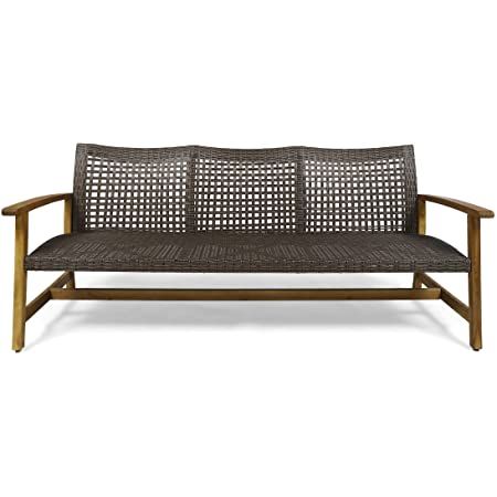 AmazonSmile : Christopher Knight Home 307797 Marcia Outdoor Wood Sofa, Wicker, 75.50 x 31.00 x 31.50, Gray, Natural Stained Finish : Patio, Lawn & Garden Hamptons Patio, Wicker Loveseat, Patio Loveseat, Outdoor Loveseat, Outdoor Couch, Wicker Sofa, Sofa Frame, Small Outdoor Spaces, Wood Sofa