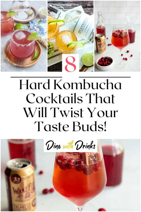 Collage of 4 hard kombucha cocktails. Best Kombucha, Kombucha Cocktail, Hard Kombucha, Kombucha Recipe, Healthy Cocktails, Drinks To Try, Delicious Cocktails, Christmas Drinks, Fermenting