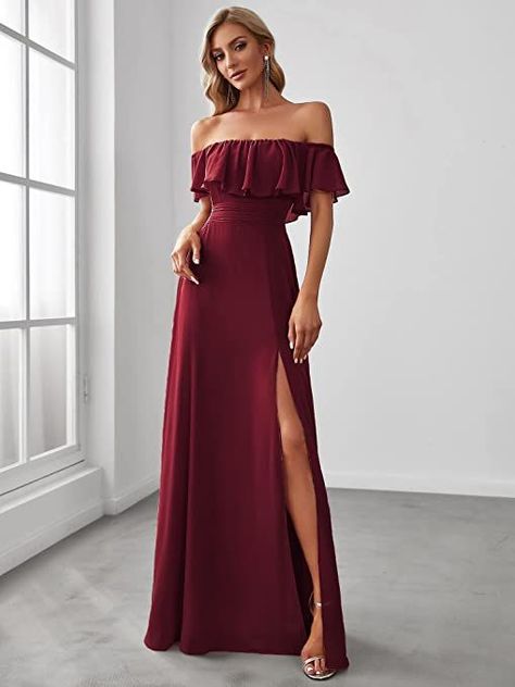 Romantic Bridesmaid Dresses, Long Shift Dress, Off Shoulder Bridesmaid, Off Shoulder Bridesmaid Dress, Maternity Long Dress, Long Sundress, Off Shoulder Gown, Long Beach Dress, Ever Pretty