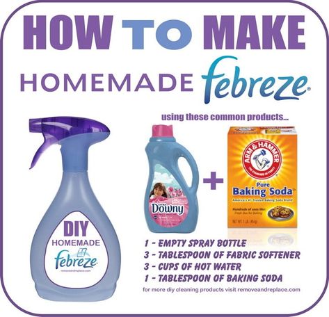 Diy Febreze, Homemade Febreze, Homemade Cleaners Recipes, Homemade Air Freshener, Homemade Cleaning Supplies, Fabric Freshener, Homemade Laundry, Diy Cleaning Solution, Homemade Cleaning Solutions