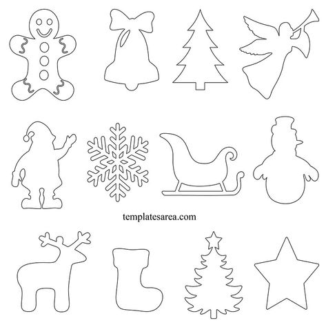 Printable Christmas Ornament Shapes Outline Templates Templates For Christmas Decorations, Xmas Templates, Free Christmas Templates Printables, Ornament Outline, Christmas Shape Templates Free Printable, Christmas Outlines Templates, Ornament Cutout Template, Christmas Ornament Template Printable, Christmas Outline