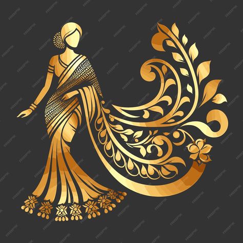 Premium Vector | Vector saree with women figure clothing logo design Generative Ai Saree Shop Logo, Saree Art Drawing, Desi Logo, Clothing Logo Design, Inspiration Images, Technology Icon, Saree Models, Women Figure, Art Fantasy