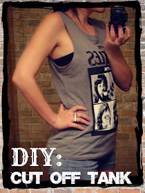 Cut Sleeves Off Tshirt, How To Cut Sleeves, Shirt Into Tank Top, Cut Tshirt Diy, Cut Up T Shirt, Tank Tops Diy, Diy Cut Shirts, Shirt Makeover, Cut Tee Shirts