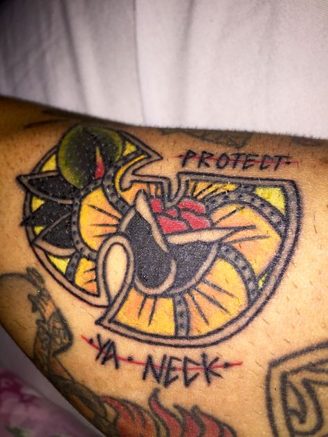 Wu tang, method man, ODB, protect ya neck, killer bee tattoo the wu, trad neo trad gap filler roses Protect Ya Neck Tattoo, Killer Bee Tattoo, Wu Tang Tattoo, Sak Yant Tattoo, Method Man, Pieces Tattoo, Chest Piece Tattoos, Bee Tattoo, Wu Tang