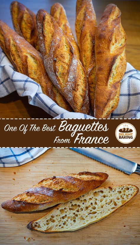 Best Baguette Recipe, Poolish Bread Recipes, French Baguette Recipe, Baguette Recipe, French Recipe, French Bread Recipe, Baguette Bread, Homemade Bread Recipes Easy, Homemade Bread Easy