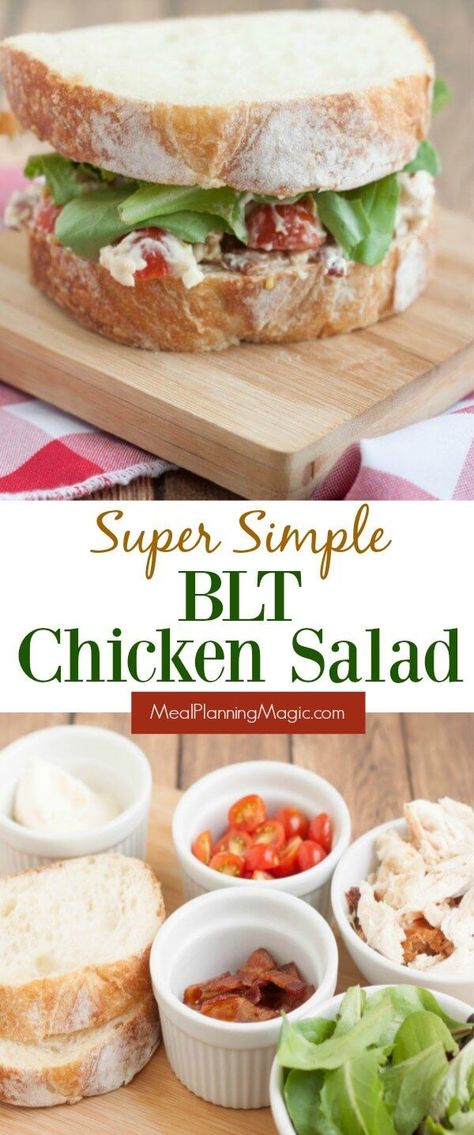 This BLT Chicken Salad Sandwich is a delicious combination of a classic chicken salad sandwich and a bacon, lettuce, and tomato sandwich-so easy anytime! Click the link in my profile to find the recipe link. #mealplanningmagic #blt #bltsandwich #baconlettucetomato #chickensalad #bltchickensalad #easyrecipe #easysandwich https://www.mealplanningmagic.com/healthy-lunch-ideas-blt-chicken-salad/ Blt Chicken Salad Sandwich, Health Salad Recipes, Classic Chicken Salad Sandwich, Blt Chicken Salad, Sandwiches Healthy, Blt Chicken, Classic Chicken Salad, Salad Meals, Chicken Salad Sandwiches