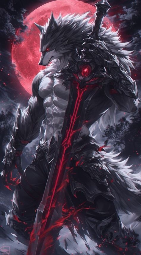 Demon Wolf, Wolf Warriors, Wolf Artwork, Werewolf Art, Cute Pokemon Wallpaper, Fantasy Creatures Art, Beautiful Dark Art, Mythical Creatures Art, Scary Art