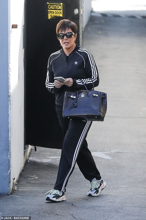 Kris Jenner Bedroom, Jenner Style Outfits, Kris Jenner Style, Adidas Tracksuit, Perfect Figure, Jenner Outfits, Style Finder, Jenner Style, Looking Dapper