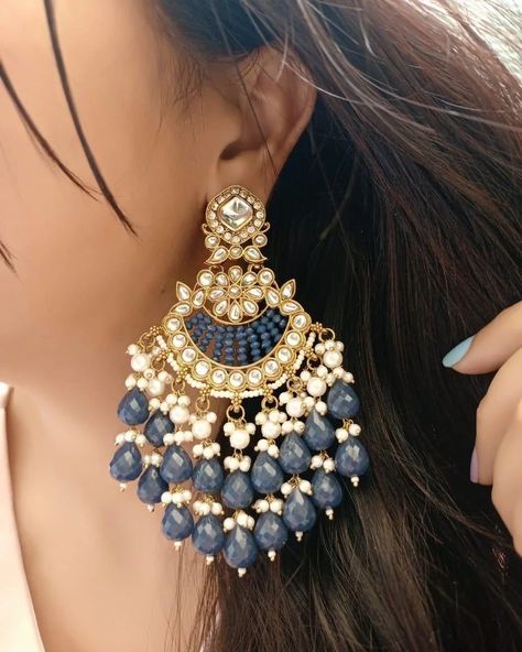 Are you obsessed with blue? Here are our current blue earrings. 🥳 We are taking pre order. Blue Earrings, Indian Dresses, Indian Jewelry, Pre Order, Indiana, Blue, Quick Saves, Dresses