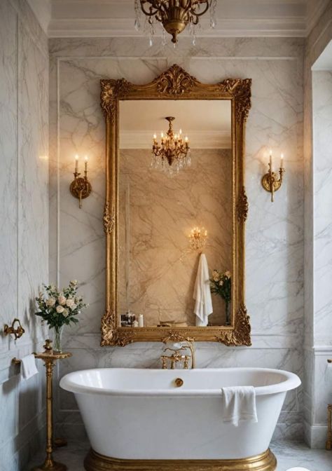 Traditional French Bathroom, Classic Victorian Bathroom, French Interior Design Bathroom, Classic Style Bathroom Design, Classical Bathroom Design, Old Money Bathroom, French Bathroom Design, Georgian Bathroom, French Decorating Ideas