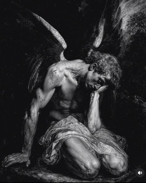 Male Angels Art, Male Angel Painting, Male Angel Aesthetic, Angel Falling, Hyperrealism Drawing, Falling Angel, Reference Photos For Artists, Endless Night, Metal Core