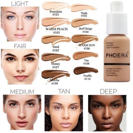 💥 PHOERA Liquid Foundation Professional #Makeup Full Coverage Fast Base Brighten long-lasting Shade  Blends into all skin types to give you a flawless stunning look that lasts all day and night! Lightweight Foundation, Dark Circles Under Eyes, Full Coverage Foundation, Foundation Makeup, Skin Pores, Oil Moisturizer, Makeup Primer, No Foundation Makeup, Makeup Base