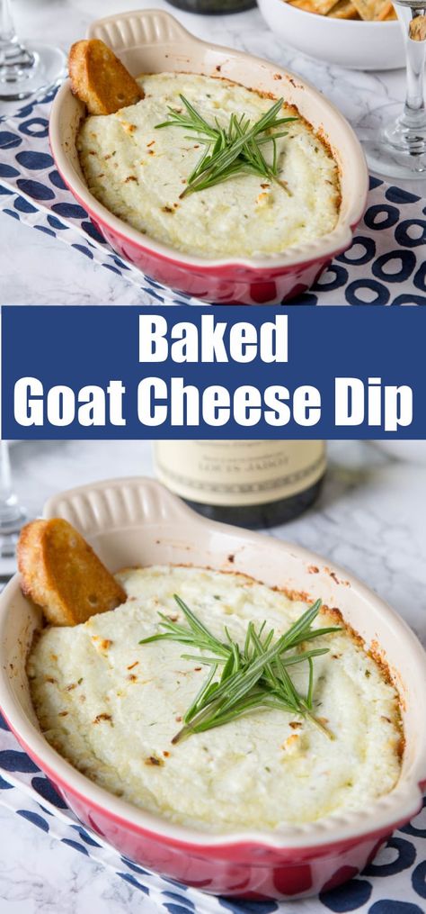 Baked Goat Cheese Dip with Garlic and Herbs - melty, cheesy baked goat cheese dip with lots of garlic and herbs! Pair with a glass of wine and you have the perfect appetizer. Baked Goat Cheese Dip, Goat Cheese Dip, Chips Dip, Baked Goat Cheese, Diy Easy Recipes, Goat Cheese Recipes, Cheesecake Dip, Monogram Shirt, Think Food