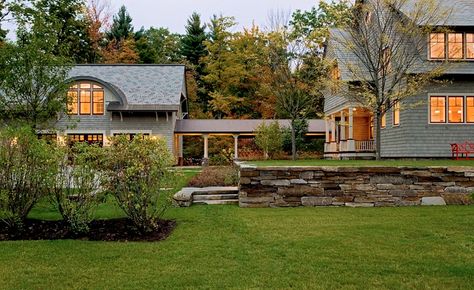 Breezeways Connecting House Garage | Breezeway Connecting Big House and Little House Workout Room Home, Covered Walkway, Shingle Style Homes, Garage Apartments, Traditional Landscape, Ideas Pictures, Detached Garage, Own Home, Raised Beds