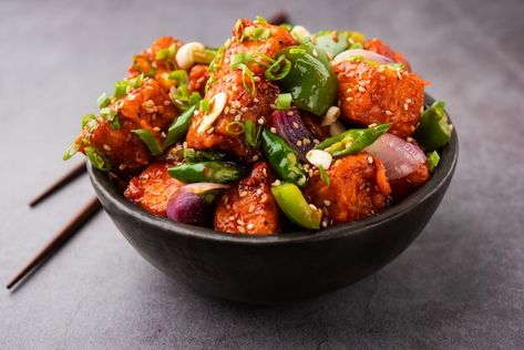 Photo chilli paneer dry is made using co... | Premium Photo #Freepik #photo #paneer-tikka #paneer #pakistani-food #indian-snacks Indo Chinese Food, Chilli Paneer, Paneer Tikka, Paneer Recipes, Interesting Food Recipes, Cottage Cheese, Chinese Food, Paneer, Premium Photo