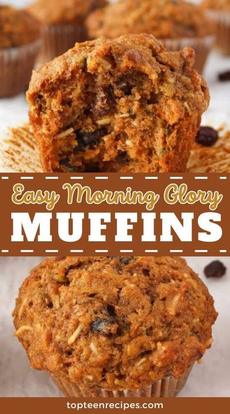 Easy Morning Glory Muffins - Top Recipes Easy Breakfast Bake, Morning Glory Muffins Recipe, Chicken Sloppy Joes, Glory Muffins, Morning Glory Muffins, Dinner Then Dessert, Recipe Low Carb, Healthy Muffin Recipes, Morning Snack