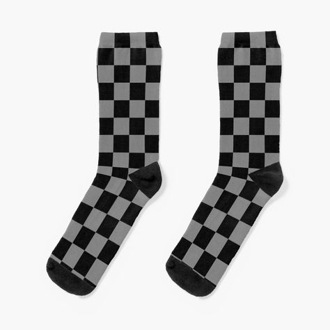 Super soft all-over printed knit socks with extra cushioning in the sole. Suitable for men and women. Gray and black checkered pattern. Checkered Socks, Rude Girl, Black And White Socks, Girl Time, Rude Boy, Checkerboard Pattern, Black Socks, Patterned Socks, Designer Socks