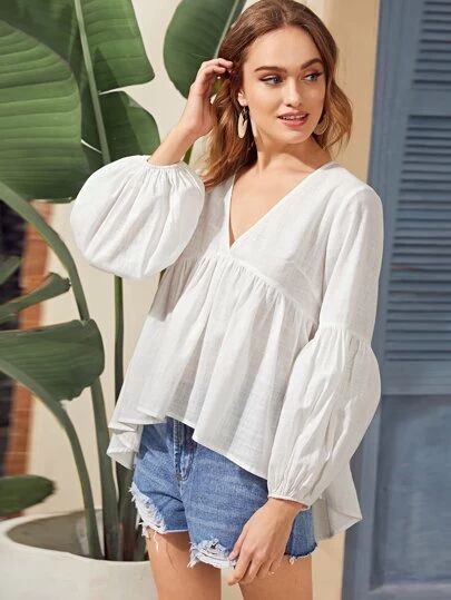 Women's Blouses, Shirts | Dressy Tops | SHEIN USA Daytime Glam, Shein Clothes, Beautiful Frocks, Chic Outfits Classy, Casual Frocks, Girls Dresses Sewing, Stylish Short Dresses, Mens Fashion Wear, Puff Dress