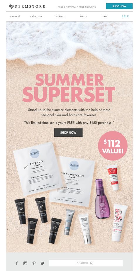 Dermstore summer skin care set email. Get Excited- Our Summer Superset is Here! Email Marketing Newsletter Design, Rid Of Acne Overnight, Get Rid Of Acne Overnight, Skincare Ads, Makeup Layout, Summer Skin Care, Skincare Sale, Fragrance Photography, Design Campaign