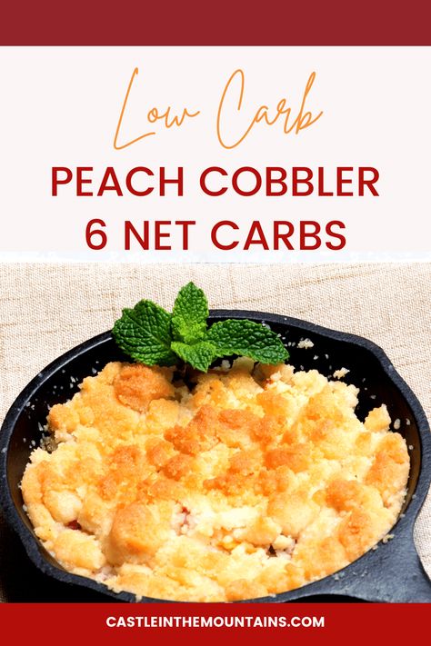 Peach Cobbler Recipe Low Carb Peach Cobbler, Quick Peach Cobbler, Healthy Peach Recipes, Carbquik Recipes, Ketosis Diet Recipes, Healthy Low Carb Dinners, Peach Cobbler Recipe, Cobbler Recipe, Low Carb Cookies