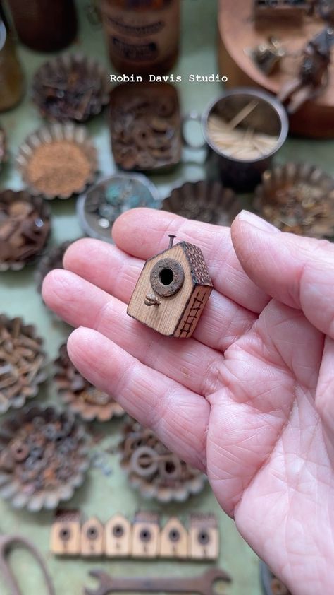 Robin Davis Studio (@robindavisstudio) posted on Instagram: “You may think they are tiny birdhouses… but I call them tiny “bug houses” 😉 . Place them anywhere. 💖 Inside your tiny terrarium, a…” • May 25, 2022 at 6:14pm UTC Bug Houses, Tiny Terrarium, Bug House, Bird Houses Diy, Bird Boxes, Garden City, Little Garden, Doll Houses, Birdhouse